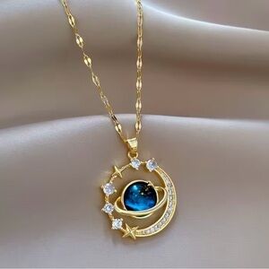 Elegant Gold and Blue Celestial Necklace